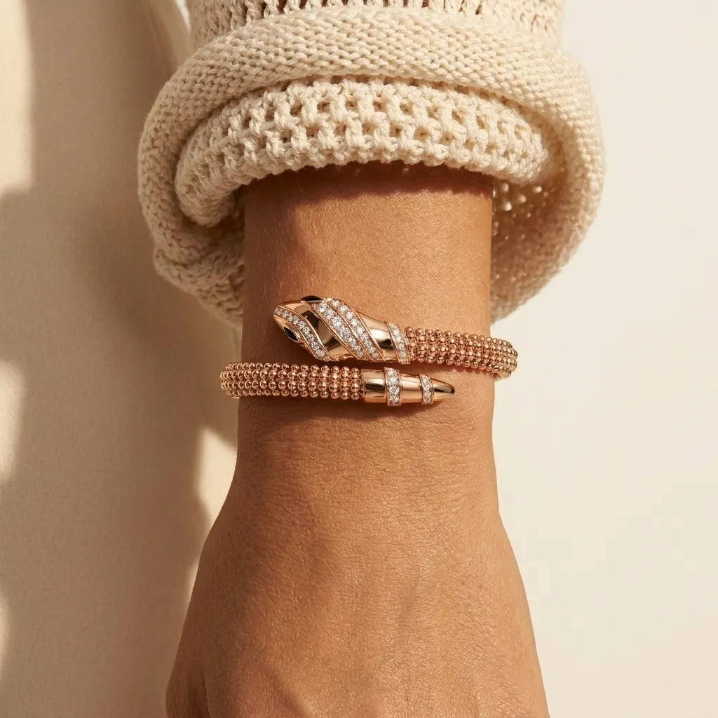 Serpent Beaded Bangle Bracelet