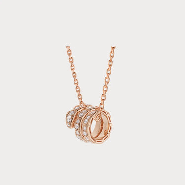 Serpenti Rose Pave Coil Pendant Necklace