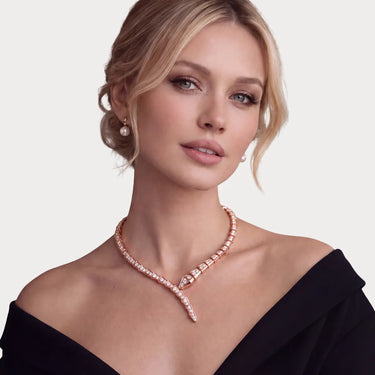 Serpenti Rose Pave Wrap Necklace