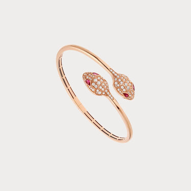 Serpenti Rose Pink Stone Double Head Bracelet