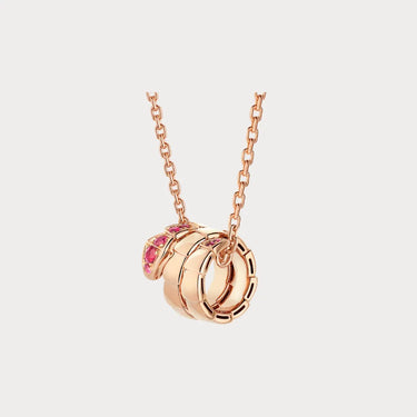 Serpenti Rose Pink Stone Pendant Necklace