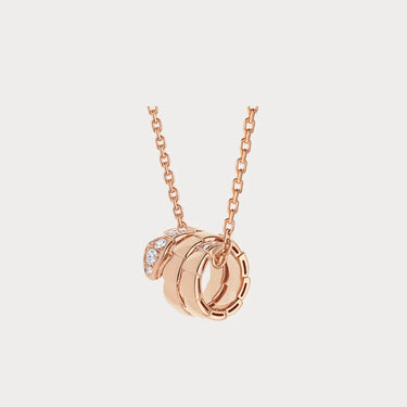 Serpenti Rose Stone Coil Pendant Necklace