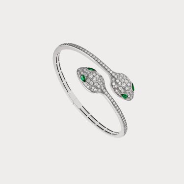 Serpenti White Green Stone Wrap Bracelet