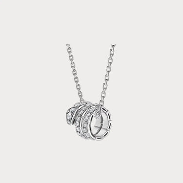 Serpenti White Pave Coil Pendant Necklace