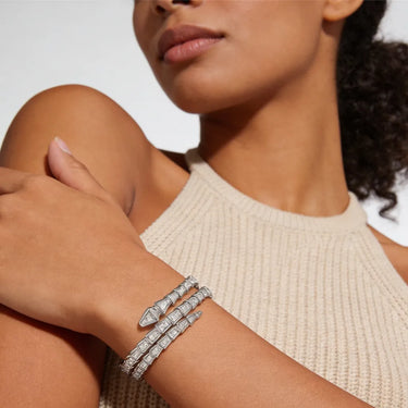Serpenti White Pave Double Wrap Bracelet