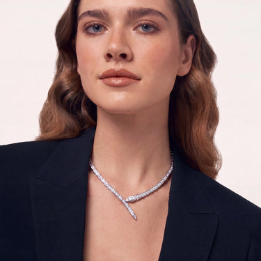 Serpenti White Pave Wrap Necklace