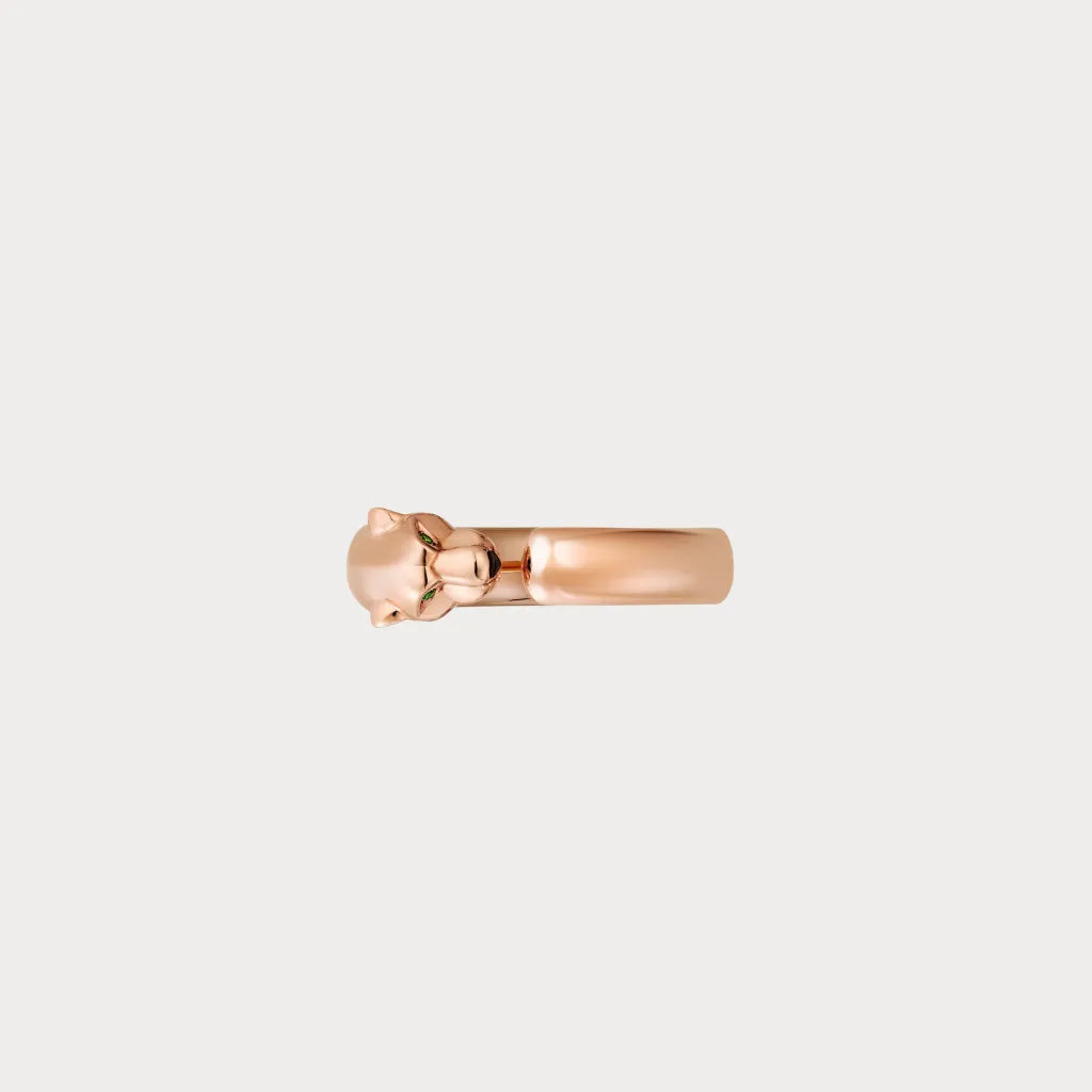 Smooth Panther Head Open Ring