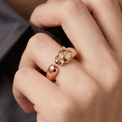 Smooth Panther Head Open Ring