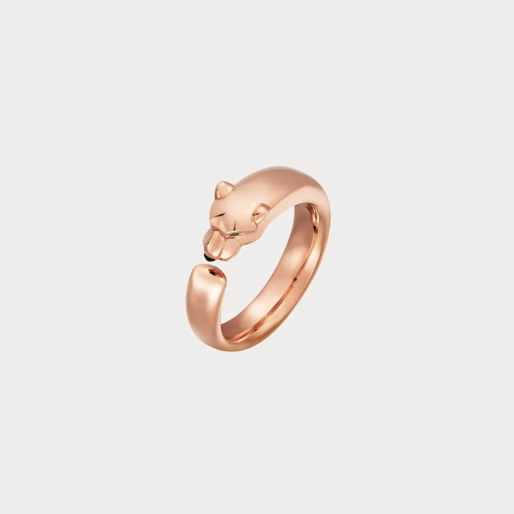Smooth Panther Head Open Ring