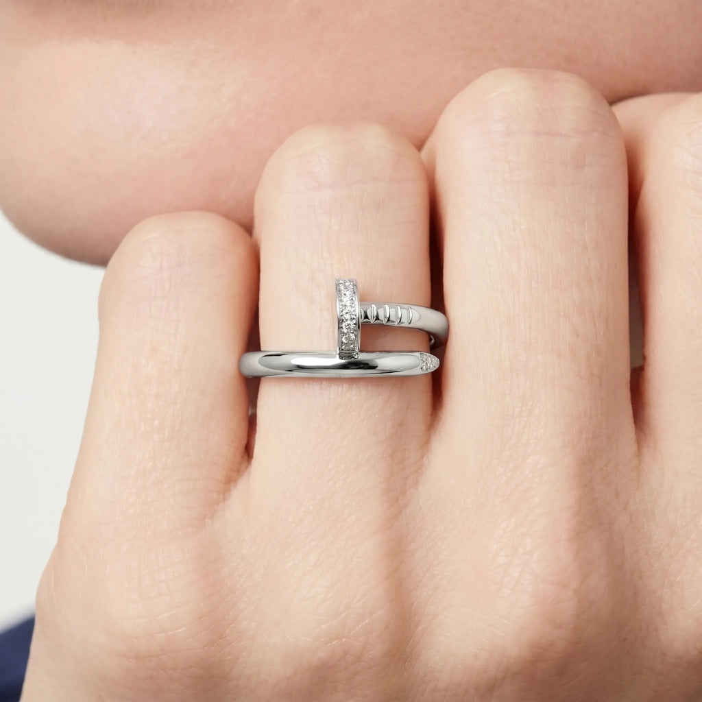 Stone Accent Nail Tip Open Ring