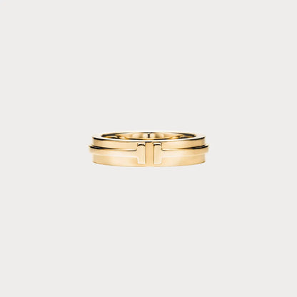 T Detail Ridged Band Ring