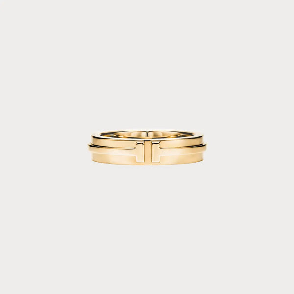 T Detail Ridged Band Ring