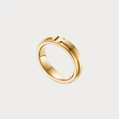 T Detail Ridged Band Ring