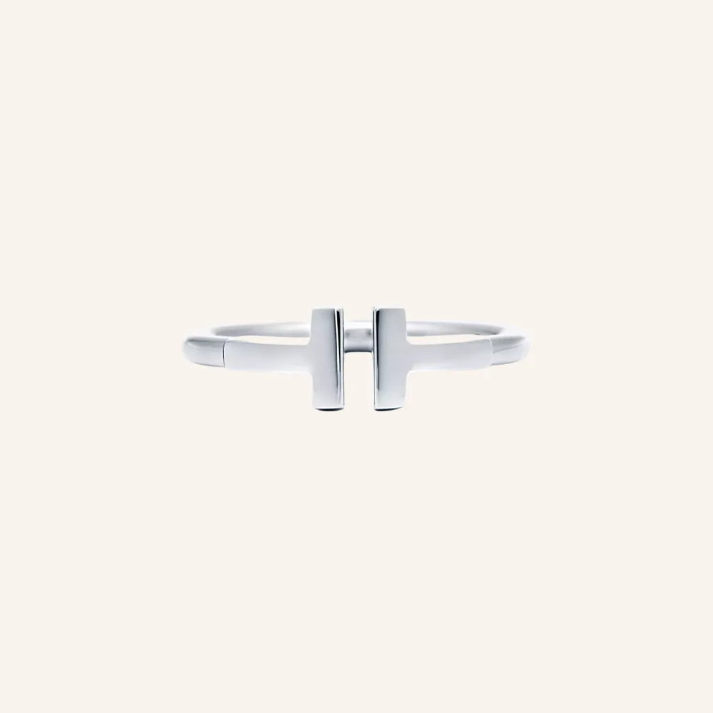 T Double Bar Open Ring