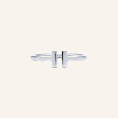 T Double Bar Open Ring