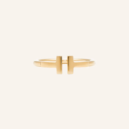 T Double Bar Open Ring
