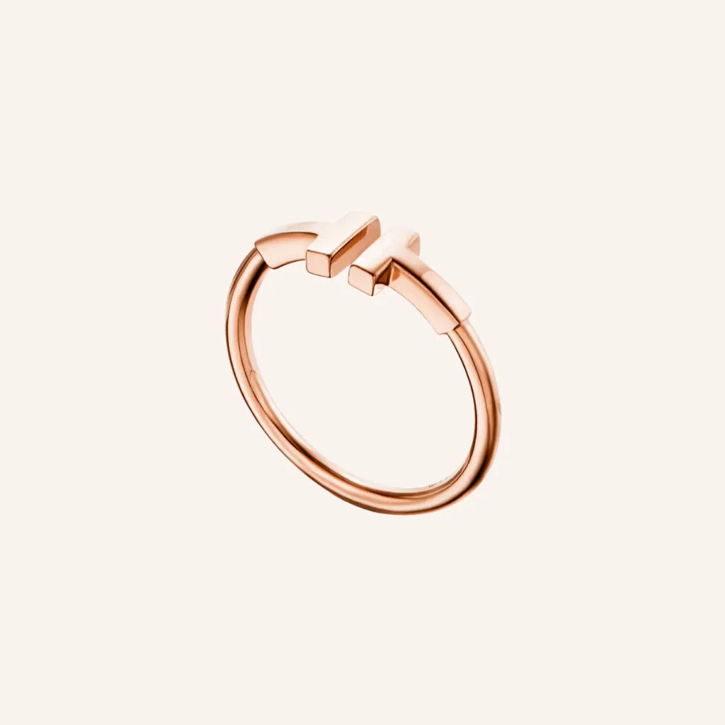 T Double Bar Open Ring