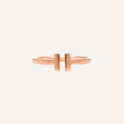 T Double Bar Open Ring
