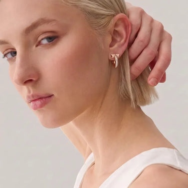 T Hoop Rose Stone Earrings