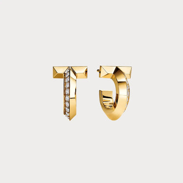 T Hoop Yellow Stone Earrings