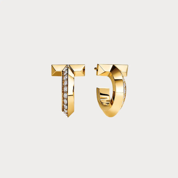 T Hoop Yellow Stone Earrings