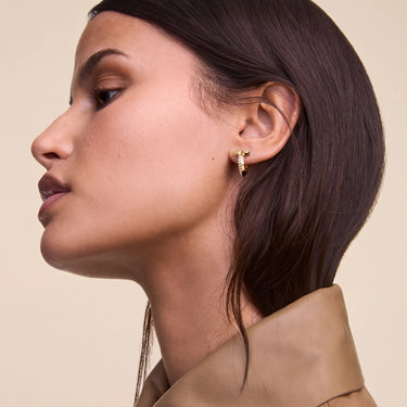T Hoop Yellow Stone Earrings