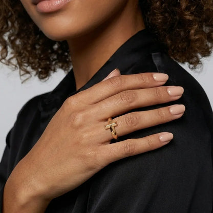 T Linear Bar Detail Ring