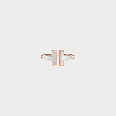 T Motif Double Band Open Ring
