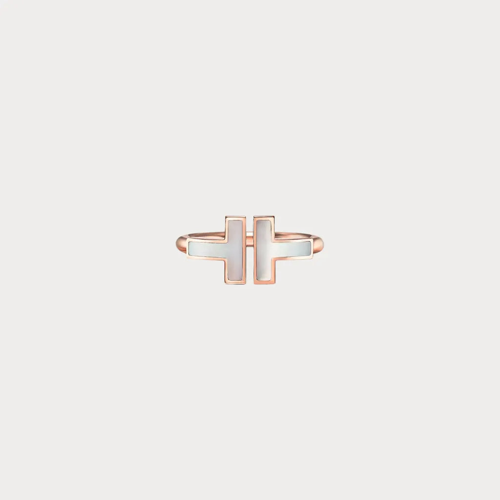 T Motif Double Band Open Ring