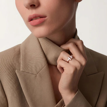 T Motif Double Band Open Ring