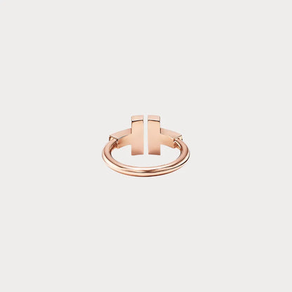 T Motif Double Band Open Ring
