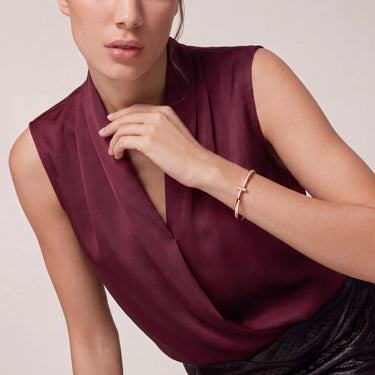 T Narrow Rose Pave Bracelet