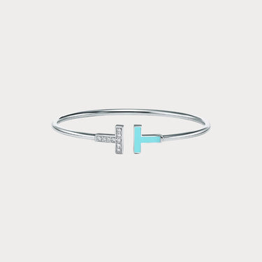 T Narrow White Pave Inlay Bracelet