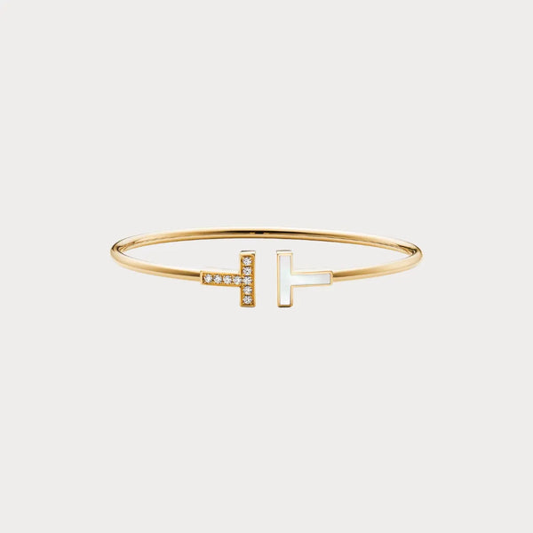 T Narrow Yellow Pave Inlay Bracelet