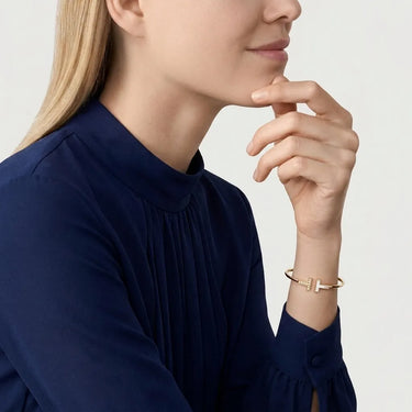 T Narrow Yellow Pave Inlay Bracelet