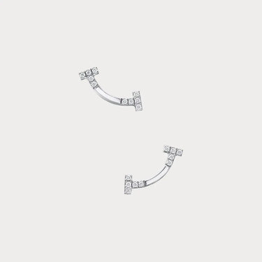 T Smile White Stone Stud Earrings