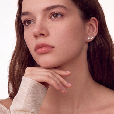 T Smile White Stud Earrings