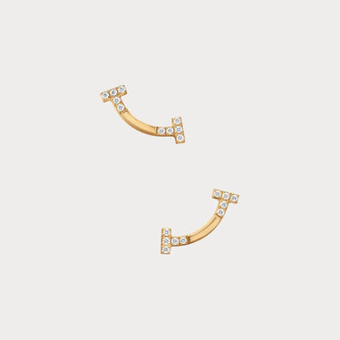 T Smile Yellow Stone Stud Earrings