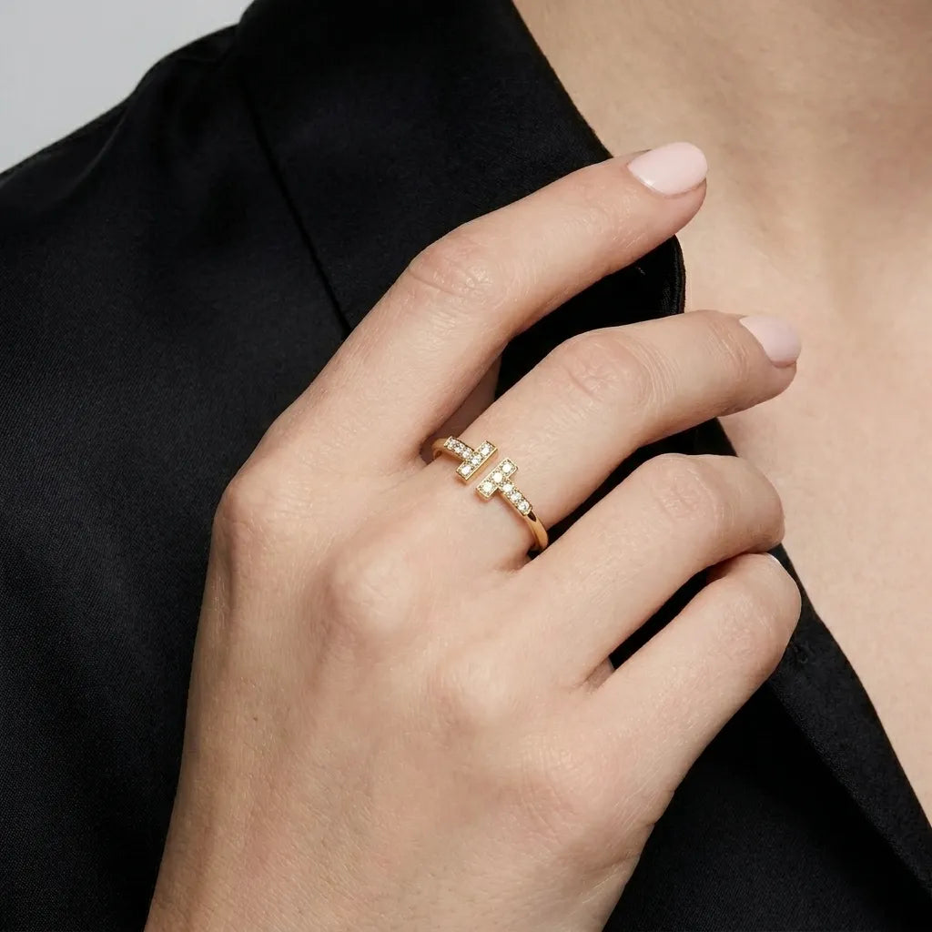 T Twin Bar Accent Ring