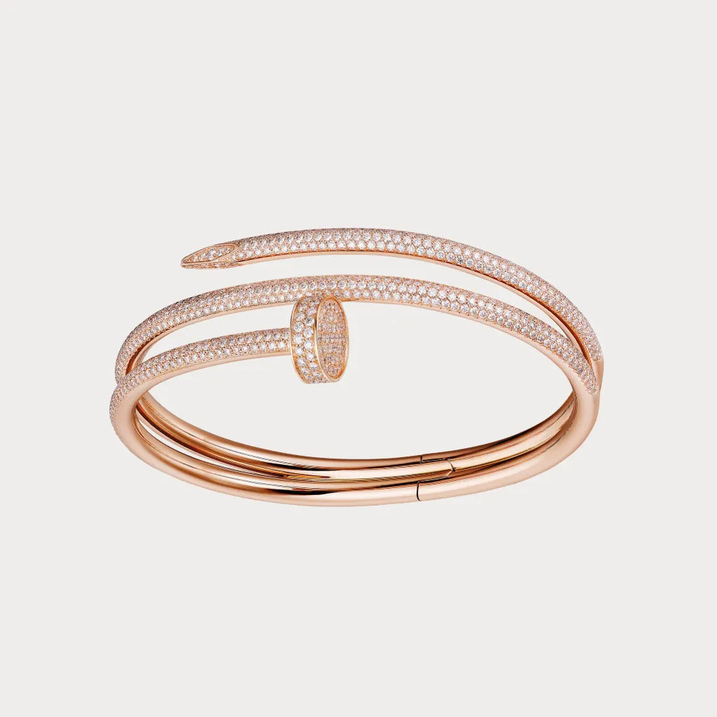 Twin Band Pave Nail Bangle Bracelet