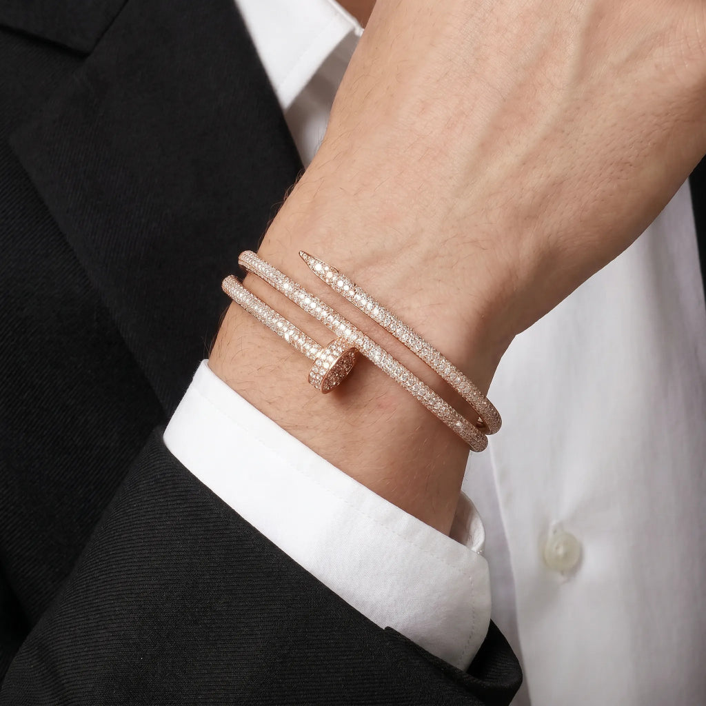 Twin Band Pave Nail Bangle Bracelet