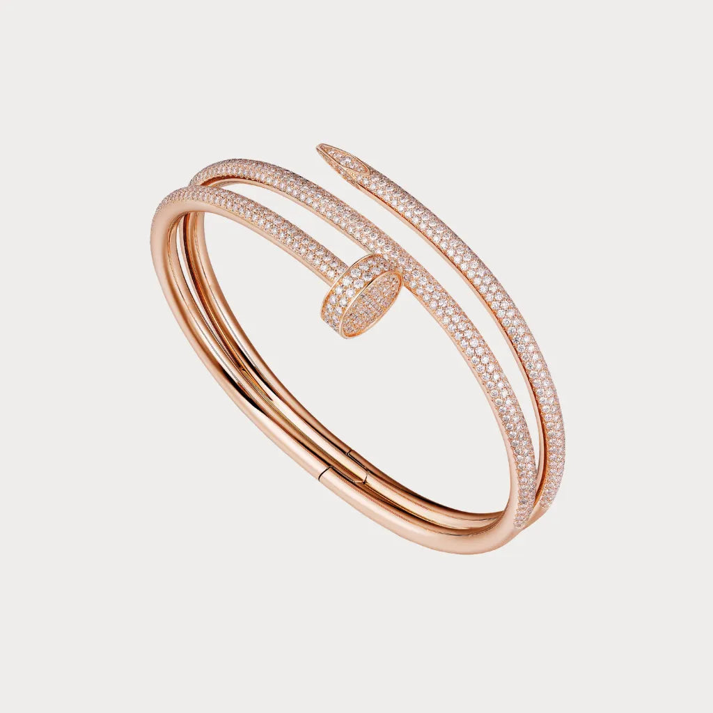Twin Band Pave Nail Bangle Bracelet