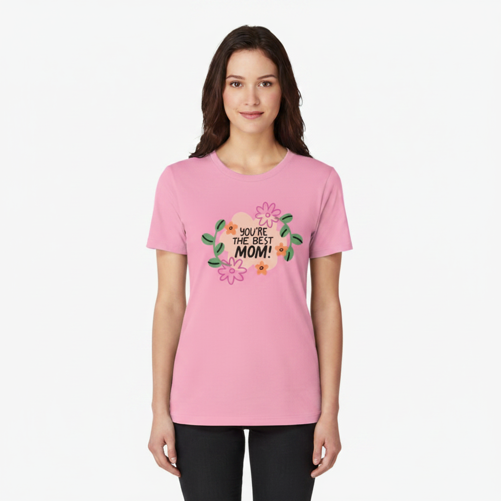 4th & Zuri - You’re The Best Mom Floral T-Shirt – Unisex – Pink