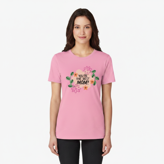 4th & Zuri - You’re The Best Mom Floral T-Shirt – Unisex – Pink